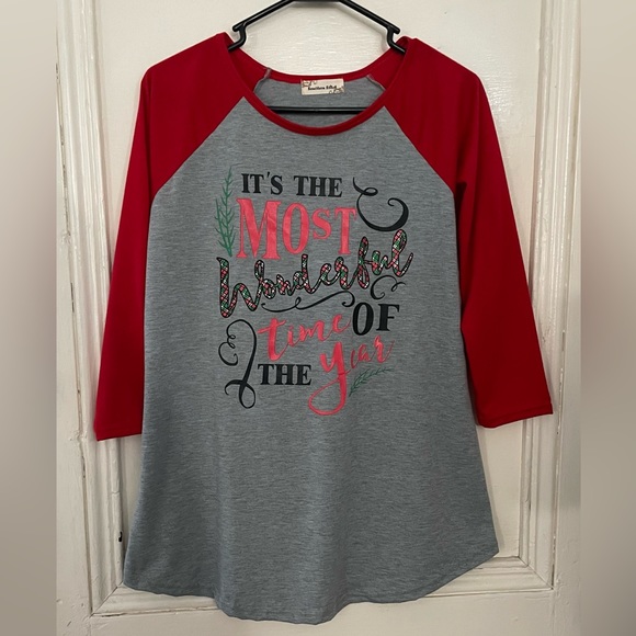 Holiday Shirt — It’s the Most Wonderful Time of the Year — 3/4 sleeve, Size S - Picture 2 of 9